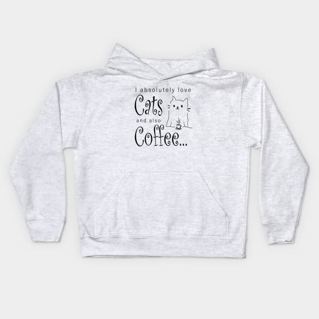 Coffee Cats Love Quote Cute Comic Monday Morning Caffeine Gift Cat Lover Present Birthday Kids Hoodie by Kibo2020